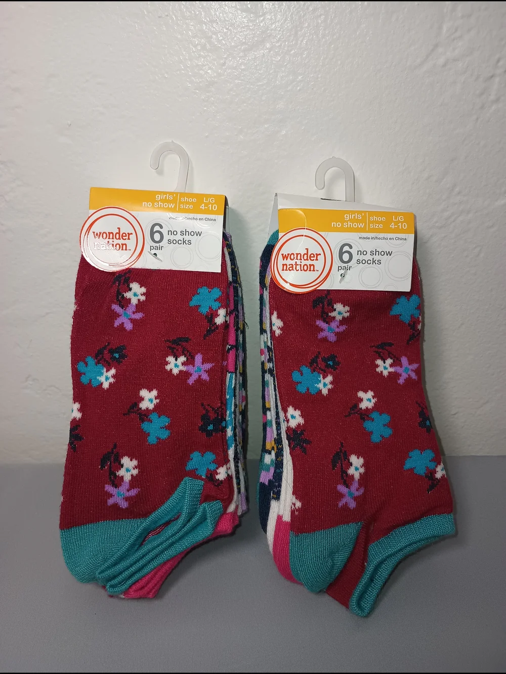 Wonder Nation Girls' No Show Flower Socks (2)